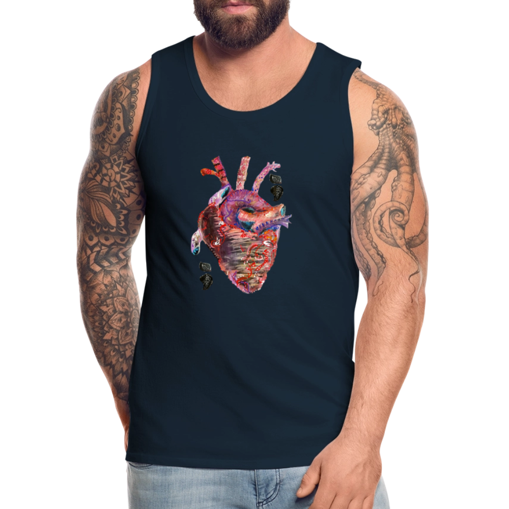 Men’s Heart beat Tank - deep navy