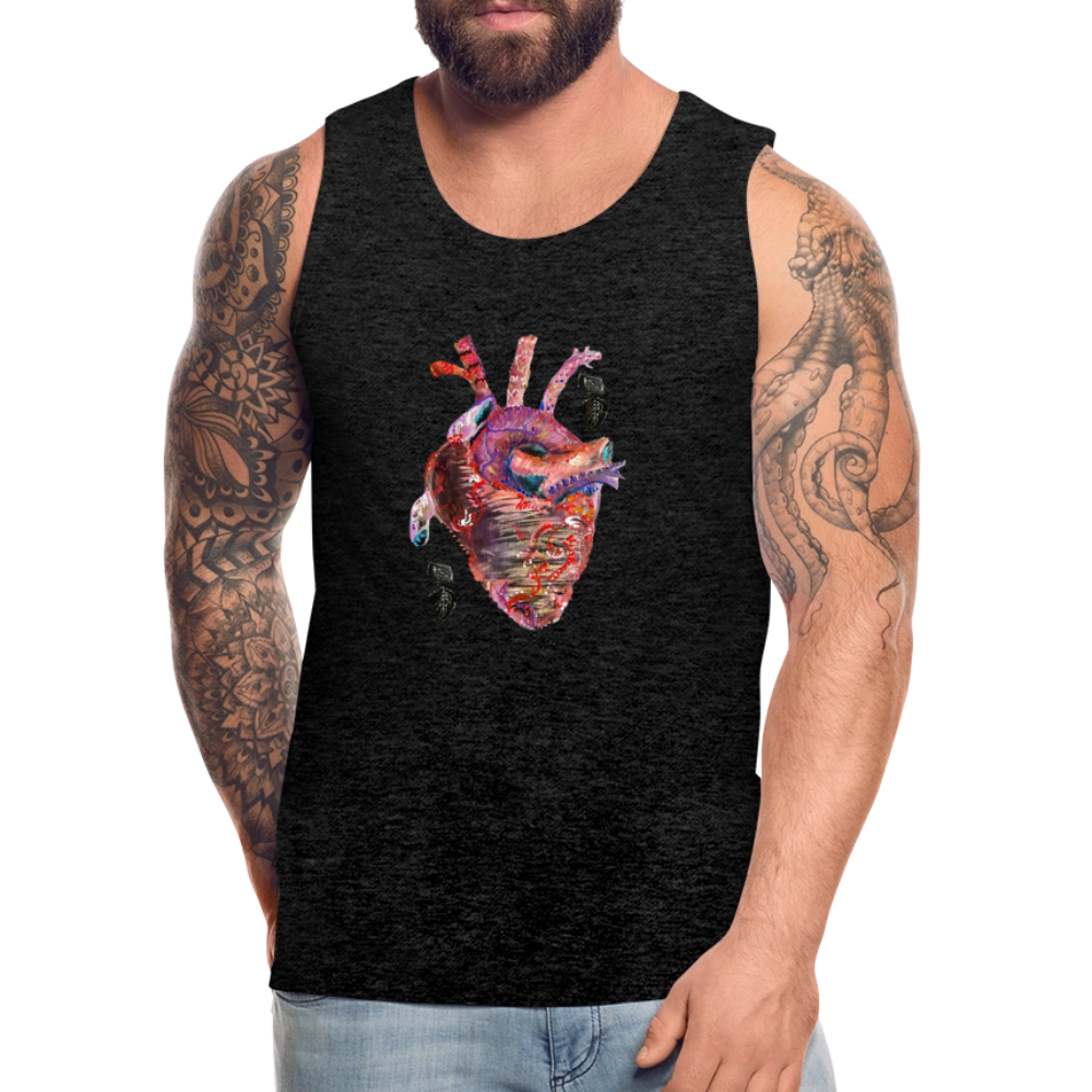 Men’s Heart beat Tank - charcoal grey