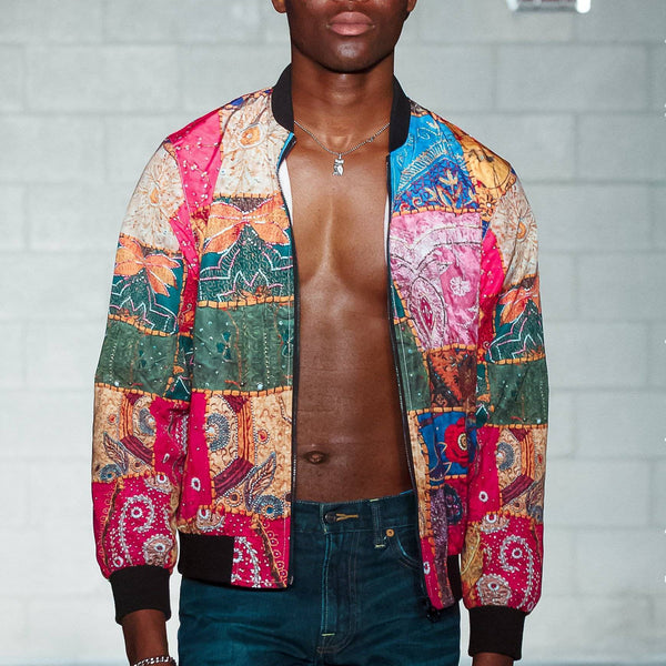 Patchwork hot sale bomber jacket