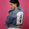 Image of Hand-painted Bharatanatyam Dancer Women's Jean Jacket