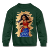 Image of Desi Wonder Woman Kids' Sweatshirt - forest green