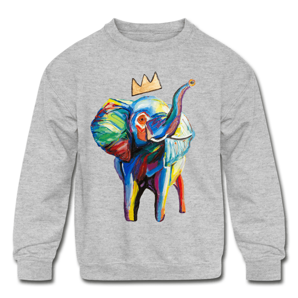 Elephant X Crown Kids Sweatshirt - heather gray