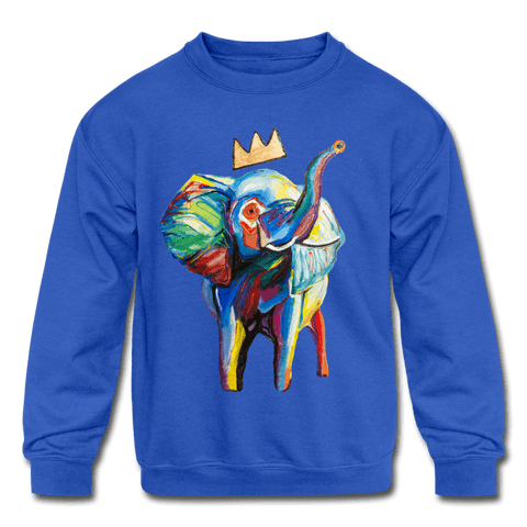 Elephant X Crown Kids Sweatshirt - royal blue