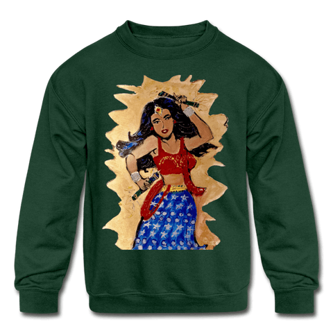 Desi Wonder Woman Kids' Sweatshirt - forest green