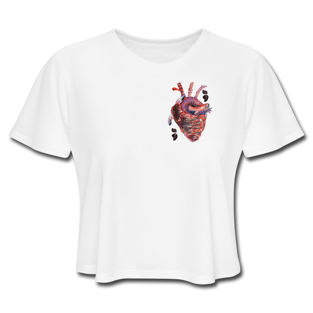 Heart Beat Cropped T-Shirt - white