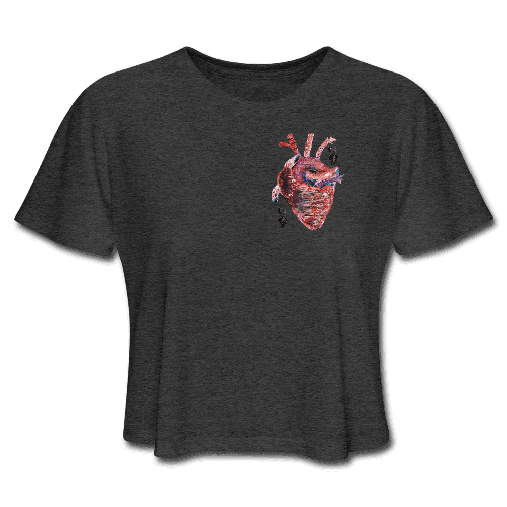 Heart Beat Cropped T-Shirt - deep heather