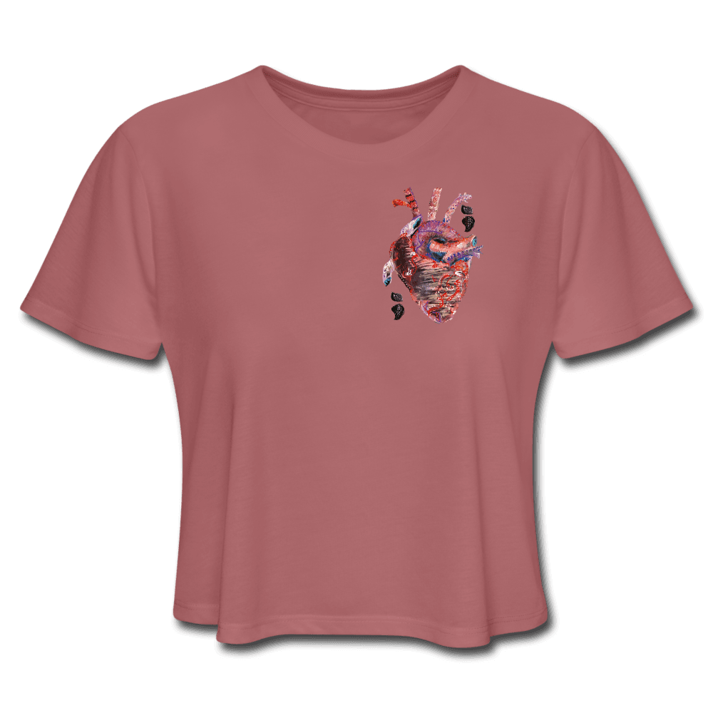 Heart Beat Cropped T-Shirt - mauve